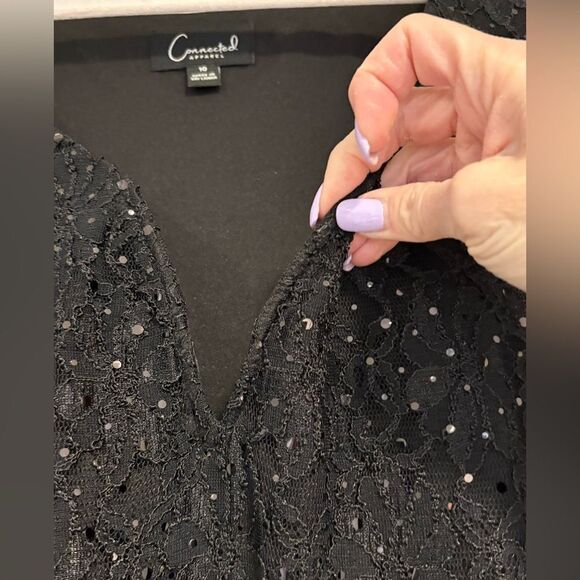 NWT Connected Apparel Lace and Sequins Short Sleeve Gown Size 10 - Picture 3 of 12